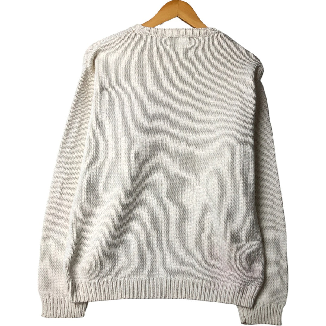 2000'S Eddie Bauer cotton knit sweater, men's size small cotton white type Vintage Second Hand