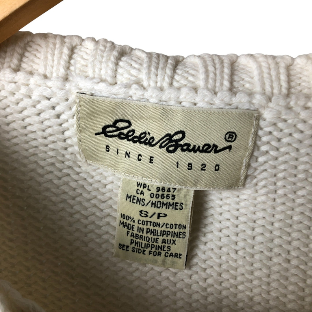 2000'S Eddie Bauer cotton knit sweater, men's size small cotton white type Vintage Second Hand
