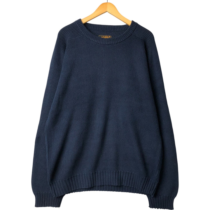 Vintage 80s-90'S Eddie Bauer ribbed cotton knit sweater with black tag, men's size XL cotton navy blue type Vintage Second Hand