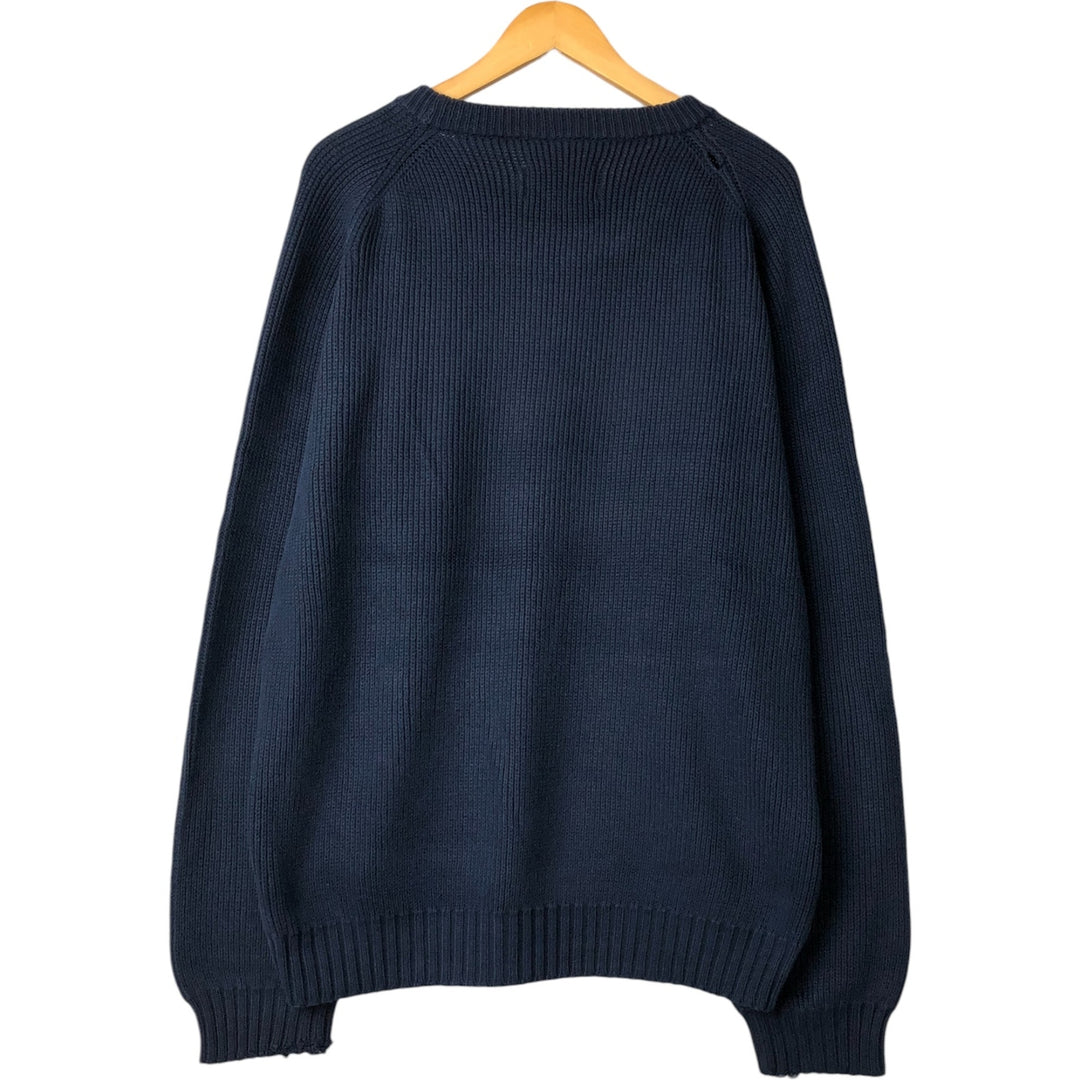 Vintage 80s-90'S Eddie Bauer ribbed cotton knit sweater with black tag, men's size XL cotton navy blue type Vintage Second Hand