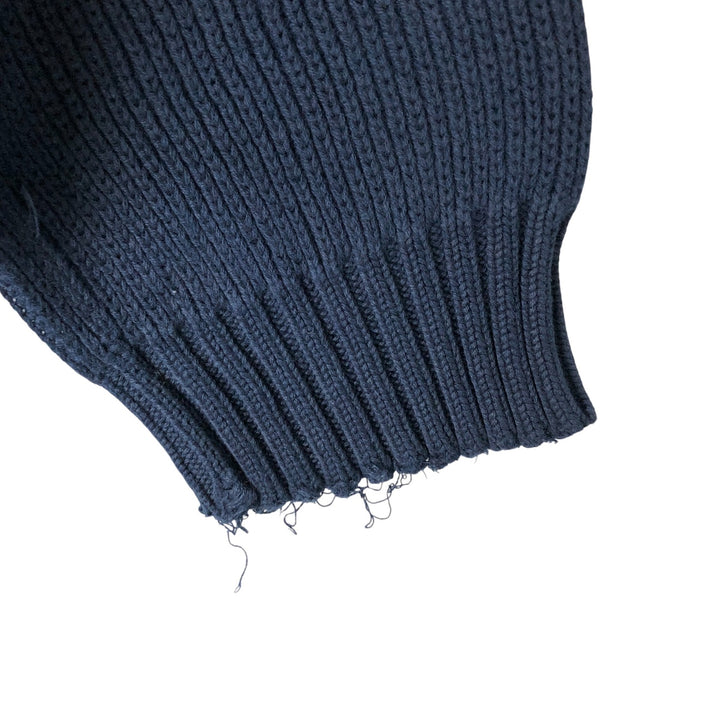 Vintage 80s-90'S Eddie Bauer ribbed cotton knit sweater with black tag, men's size XL cotton navy blue type Vintage Second Hand
