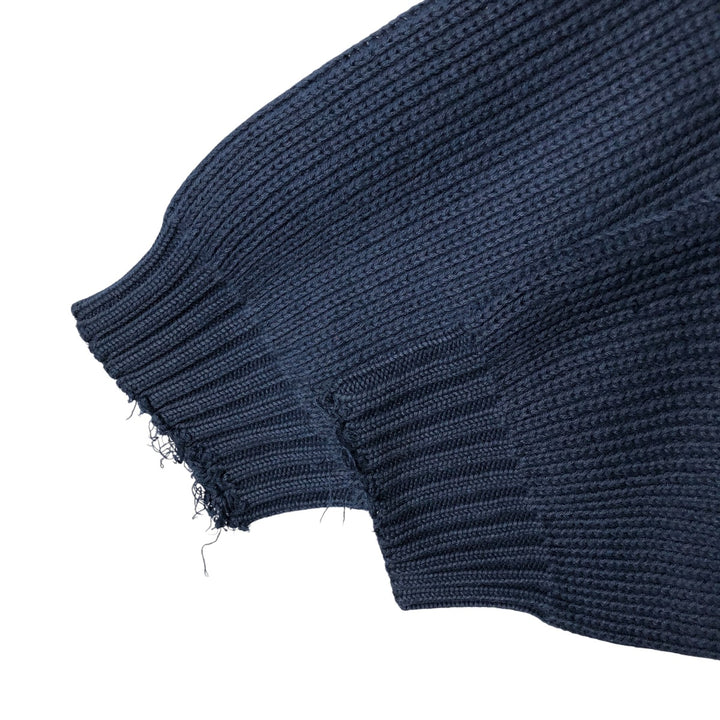 Vintage 80s-90'S Eddie Bauer ribbed cotton knit sweater with black tag, men's size XL cotton navy blue type Vintage Second Hand