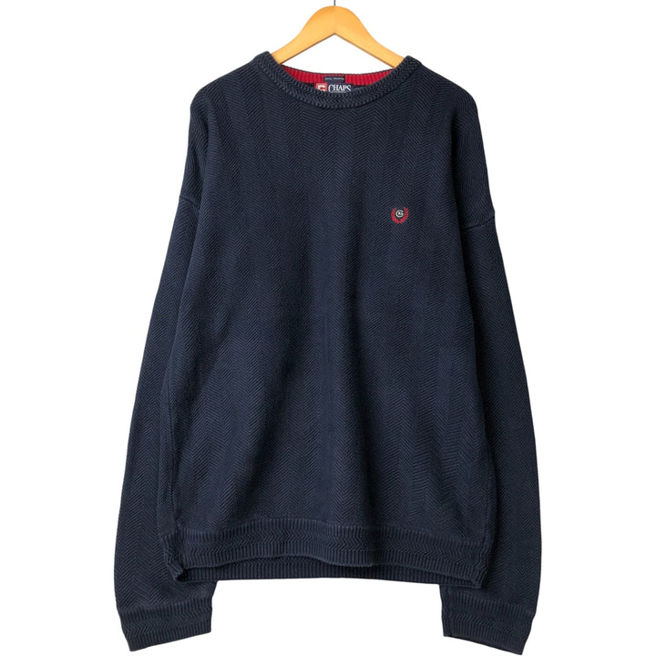 Ralph Lauren CHAPS Herringbone Cotton Knit Sweater Men's XL cotton navy blue type Vintage Second Hand