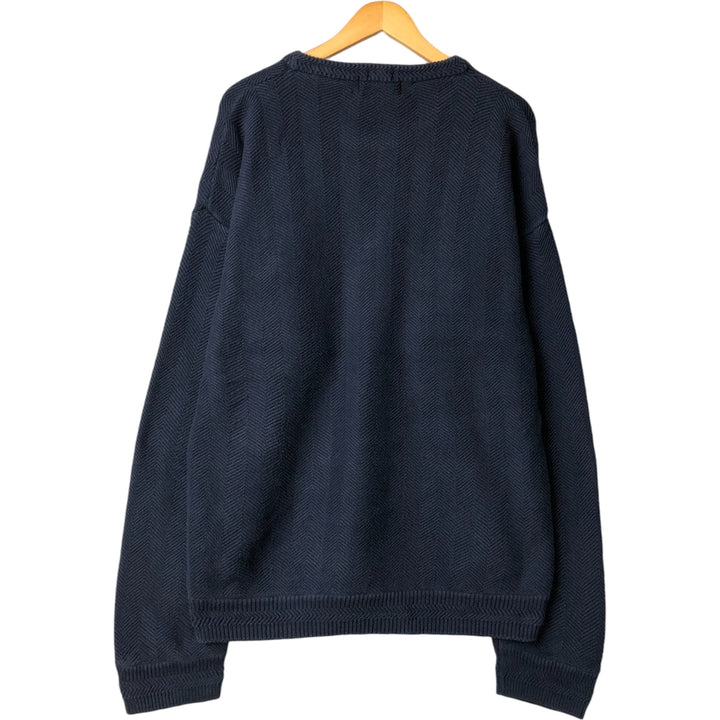 Ralph Lauren CHAPS Herringbone Cotton Knit Sweater Men's XL cotton navy blue type Vintage Second Hand