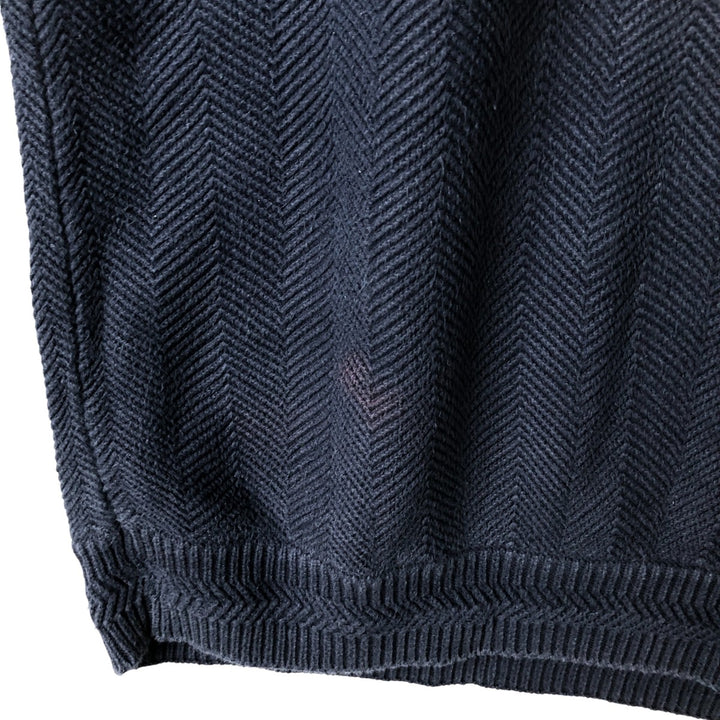 Ralph Lauren CHAPS Herringbone Cotton Knit Sweater Men's XL cotton navy blue type Vintage Second Hand