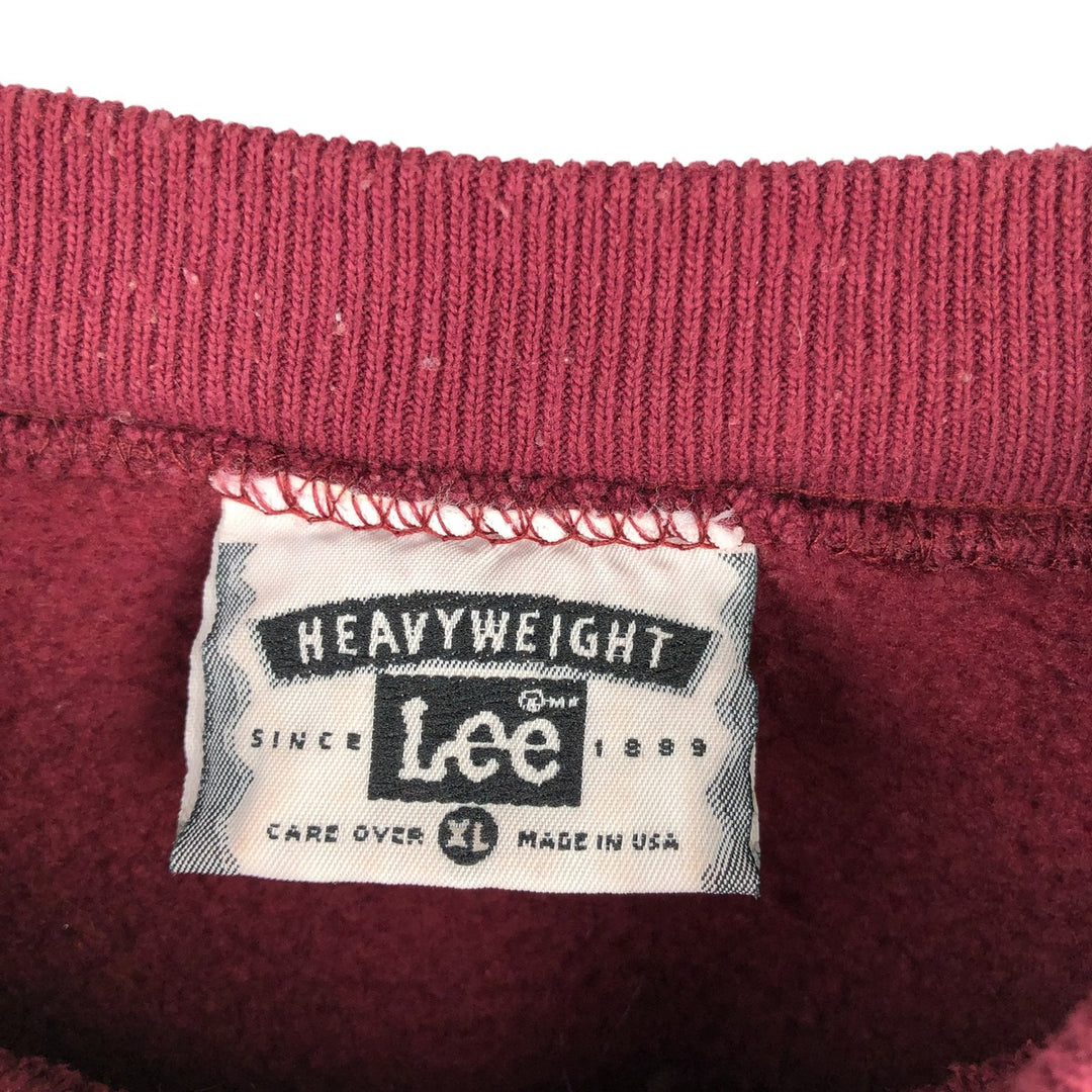 Vintage 90'S Lee college sweatshirt, made in the USA, men's size XL cotton wine-red Vintage Second Hand
