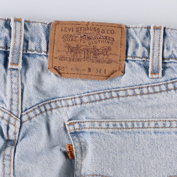 90'S Levi's 550 Relaxed Fit Tapered Denim Pants with Orange Tab, Men's Size 33 (Vintage) cotton Blue type light blue Vintage Second Hand