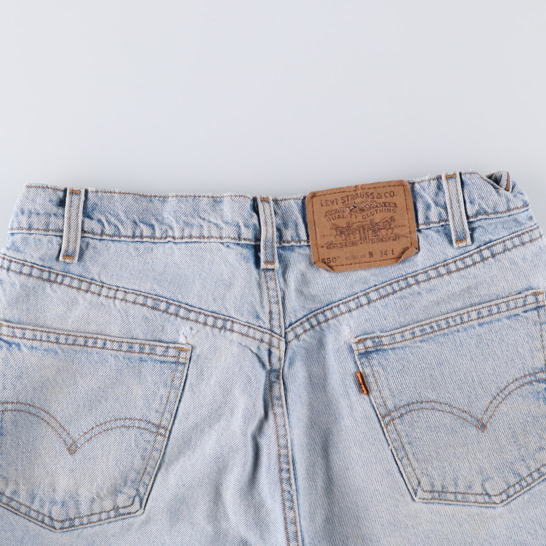 90'S Levi's 550 Relaxed Fit Tapered Denim Pants with Orange Tab, Men's Size 33 (Vintage) cotton Blue type light blue Vintage Second Hand