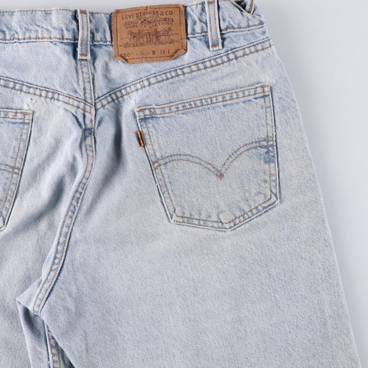 90'S Levi's 550 Relaxed Fit Tapered Denim Pants with Orange Tab, Men's Size 33 (Vintage) cotton Blue type light blue Vintage Second Hand