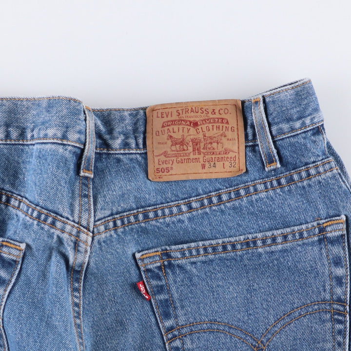 00'S Levi's 505 REGULAR FIT STRAIGHT LEG tapered denim pants made in USA men's w33 equivalent cotton blue type Vintage Second Hand