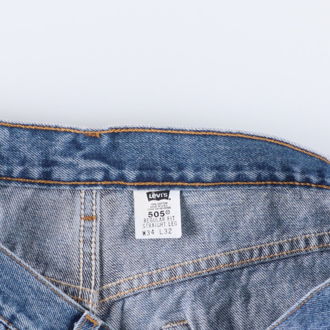 00'S Levi's 505 REGULAR FIT STRAIGHT LEG tapered denim pants made in USA men's w33 equivalent cotton blue type Vintage Second Hand