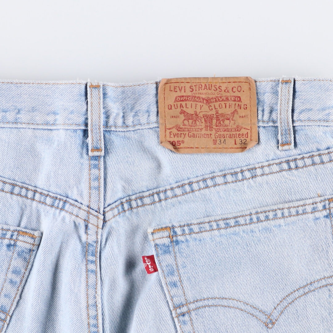00'S Levi's 505 REGULAR FIT STRAIGHT LEG tapered denim pants made in USA, men's size w34 cotton Blue type light blue Vintage Second Hand