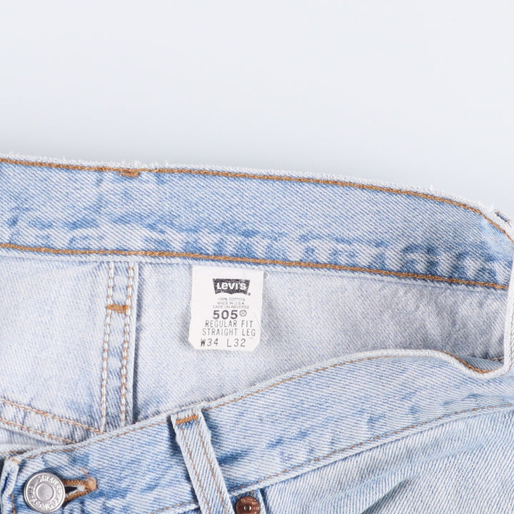 00'S Levi's 505 REGULAR FIT STRAIGHT LEG tapered denim pants made in USA, men's size w34 cotton Blue type light blue Vintage Second Hand