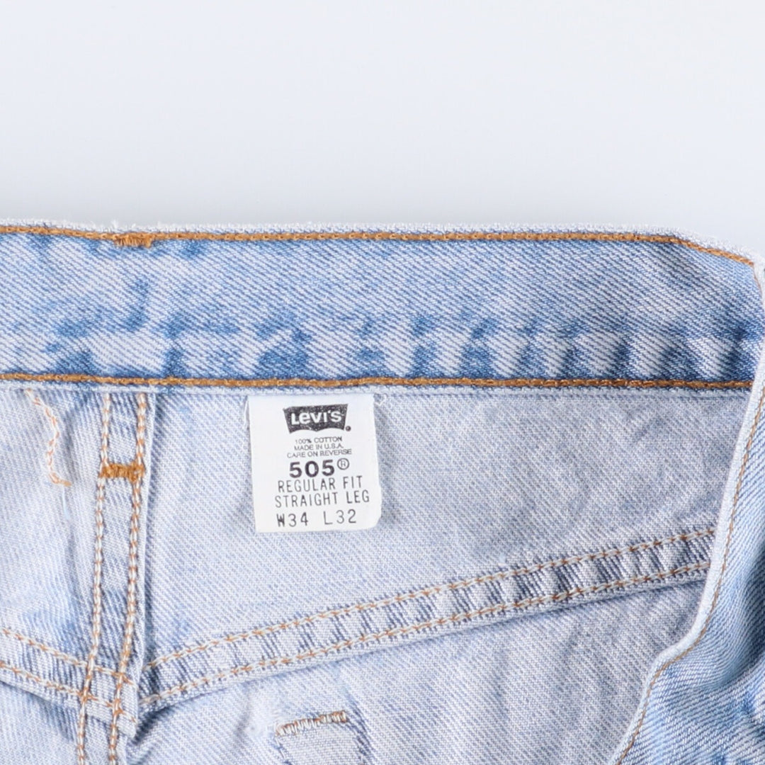 90'S Levi's 505 REGULAR FIT STRAIGHT LEG tapered denim pants made in USA men's w34 equivalent vintage cotton blue type Vintage Second Hand