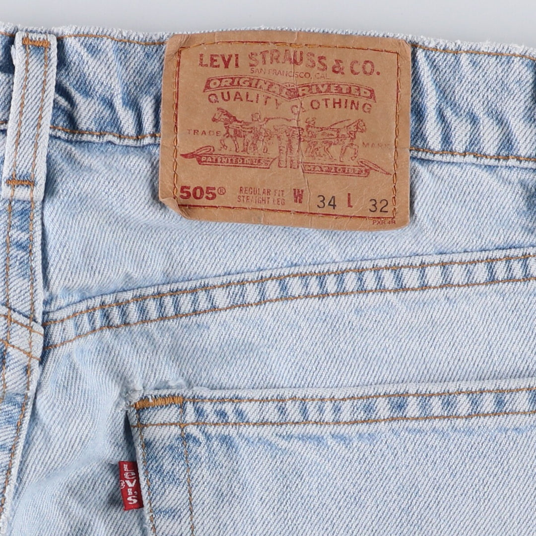 90'S Levi's 505 REGULAR FIT STRAIGHT LEG tapered denim pants made in USA men's w34 equivalent vintage unclear blue type Vintage Second Hand