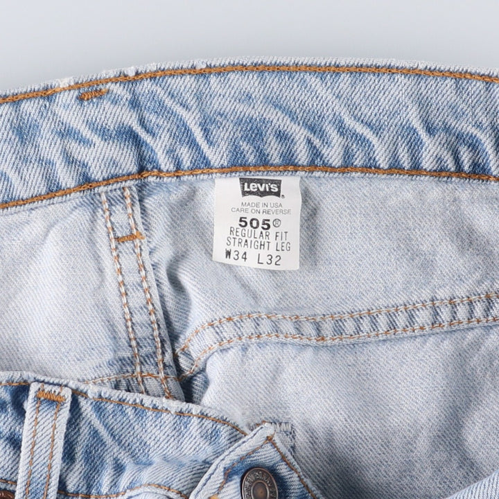 90'S Levi's 505 REGULAR FIT STRAIGHT LEG tapered denim pants made in USA men's w34 equivalent vintage unclear blue type Vintage Second Hand