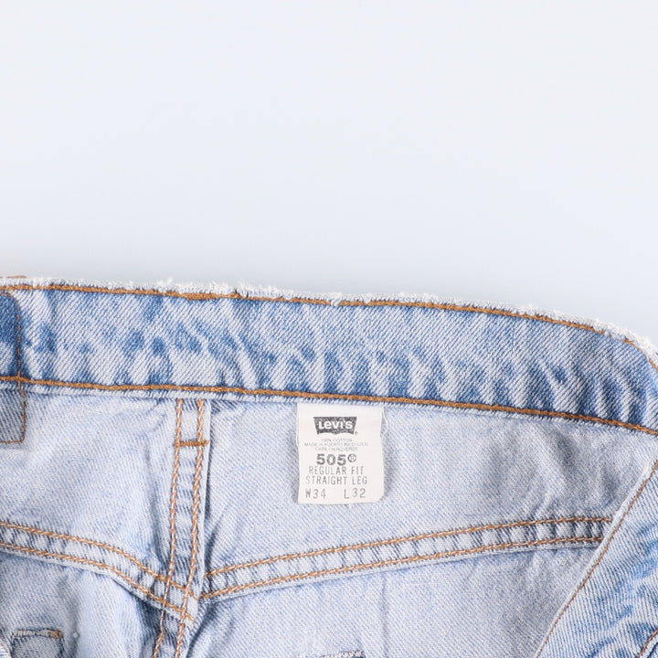 90'S Levi's 505 REGULAR FIT STRAIGHT LEG tapered denim pants for men, size W34, vintage cotton blue type Vintage Second Hand