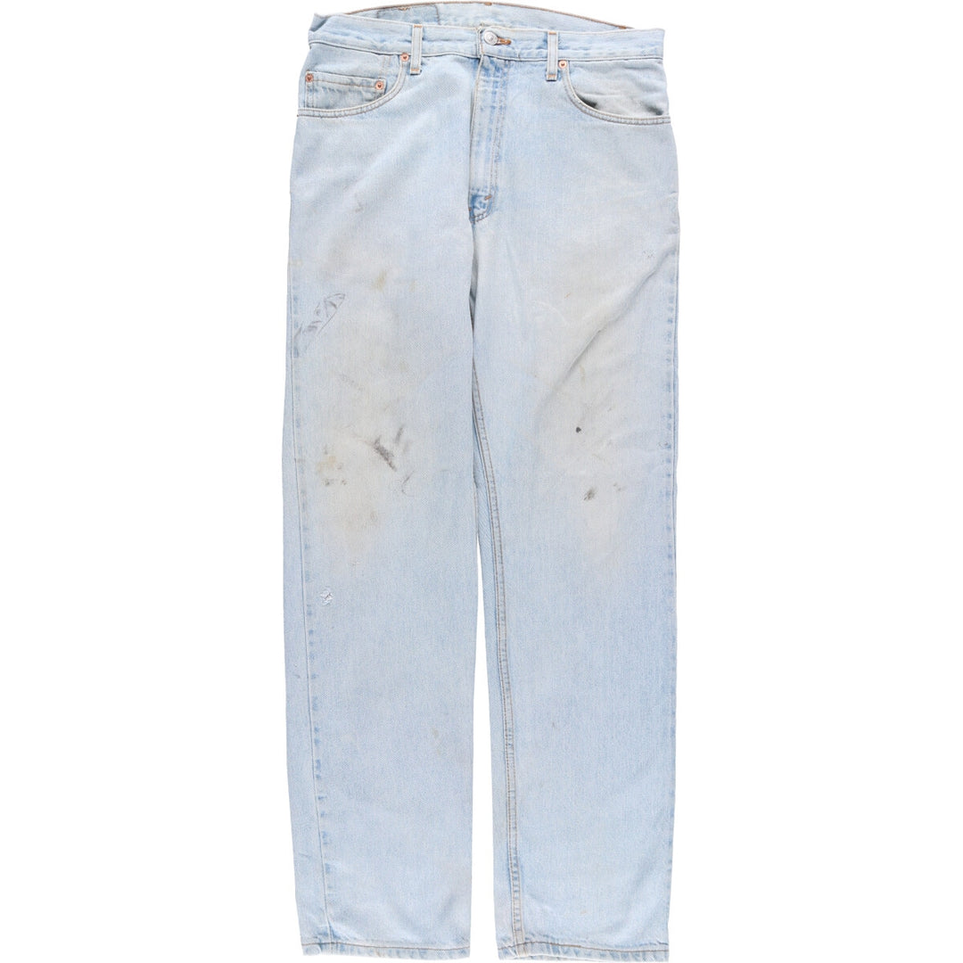 00'S Levi's 505 REGULAR FIT STRAIGHT LEG tapered denim pants made in USA, men's size w34 cotton Blue type light blue Vintage Second Hand