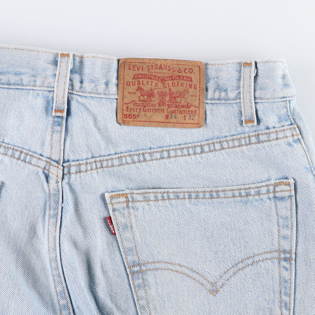 00'S Levi's 505 REGULAR FIT STRAIGHT LEG tapered denim pants made in USA, men's size w34 cotton Blue type light blue Vintage Second Hand