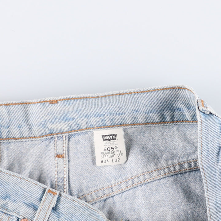 00'S Levi's 505 REGULAR FIT STRAIGHT LEG tapered denim pants made in USA, men's size w34 cotton Blue type light blue Vintage Second Hand