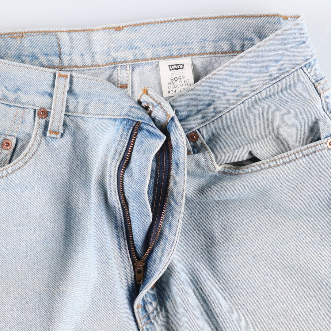 00'S Levi's 505 REGULAR FIT STRAIGHT LEG tapered denim pants made in USA, men's size w34 cotton Blue type light blue Vintage Second Hand