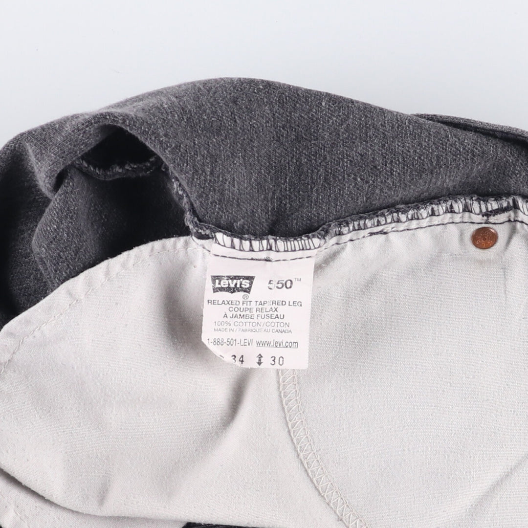 90'S Levi's 550 Relaxed Fit Tapered Leg Black Denim Pants, Made in Canada, Men's Size 34 cotton black type Vintage Second Hand