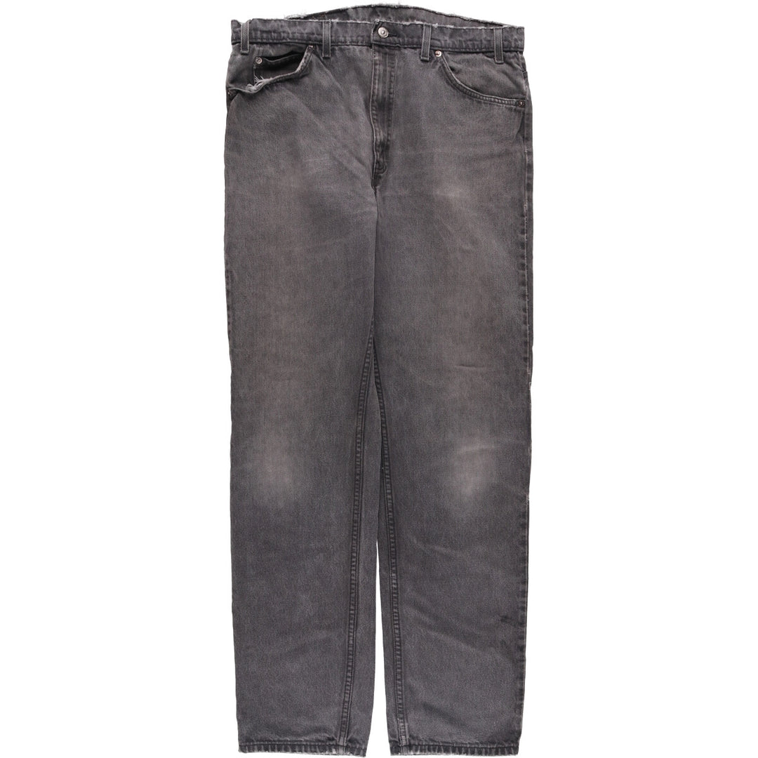 90'S Levi's 505 Regular Fit Straight Leg Tapered Denim Pants with Orange Tabs and Black Denim, Men's Size 37 cotton black type Vintage Second Hand