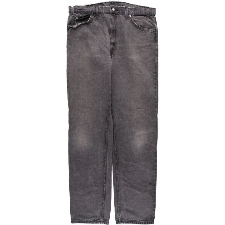 90'S Levi's 505 Regular Fit Straight Leg Tapered Denim Pants with Orange Tabs and Black Denim, Men's Size 37 cotton black type Vintage Second Hand