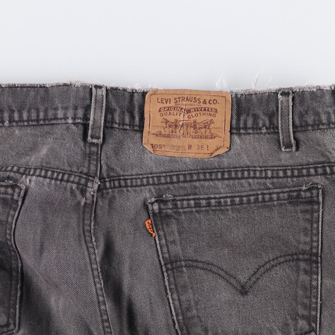 90'S Levi's 505 Regular Fit Straight Leg Tapered Denim Pants with Orange Tabs and Black Denim, Men's Size 37 cotton black type Vintage Second Hand