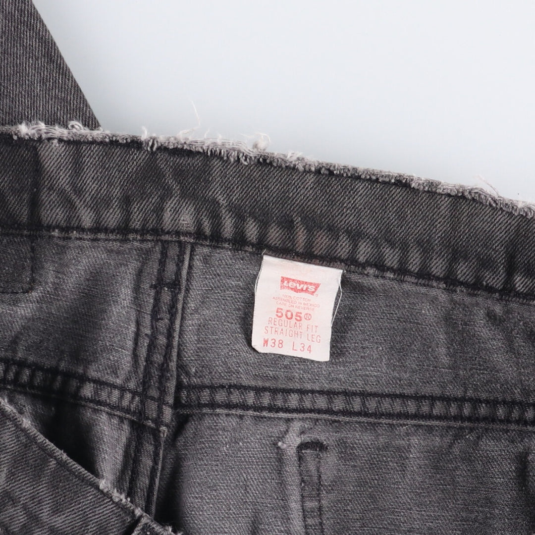 90'S Levi's 505 Regular Fit Straight Leg Tapered Denim Pants with Orange Tabs and Black Denim, Men's Size 37 cotton black type Vintage Second Hand