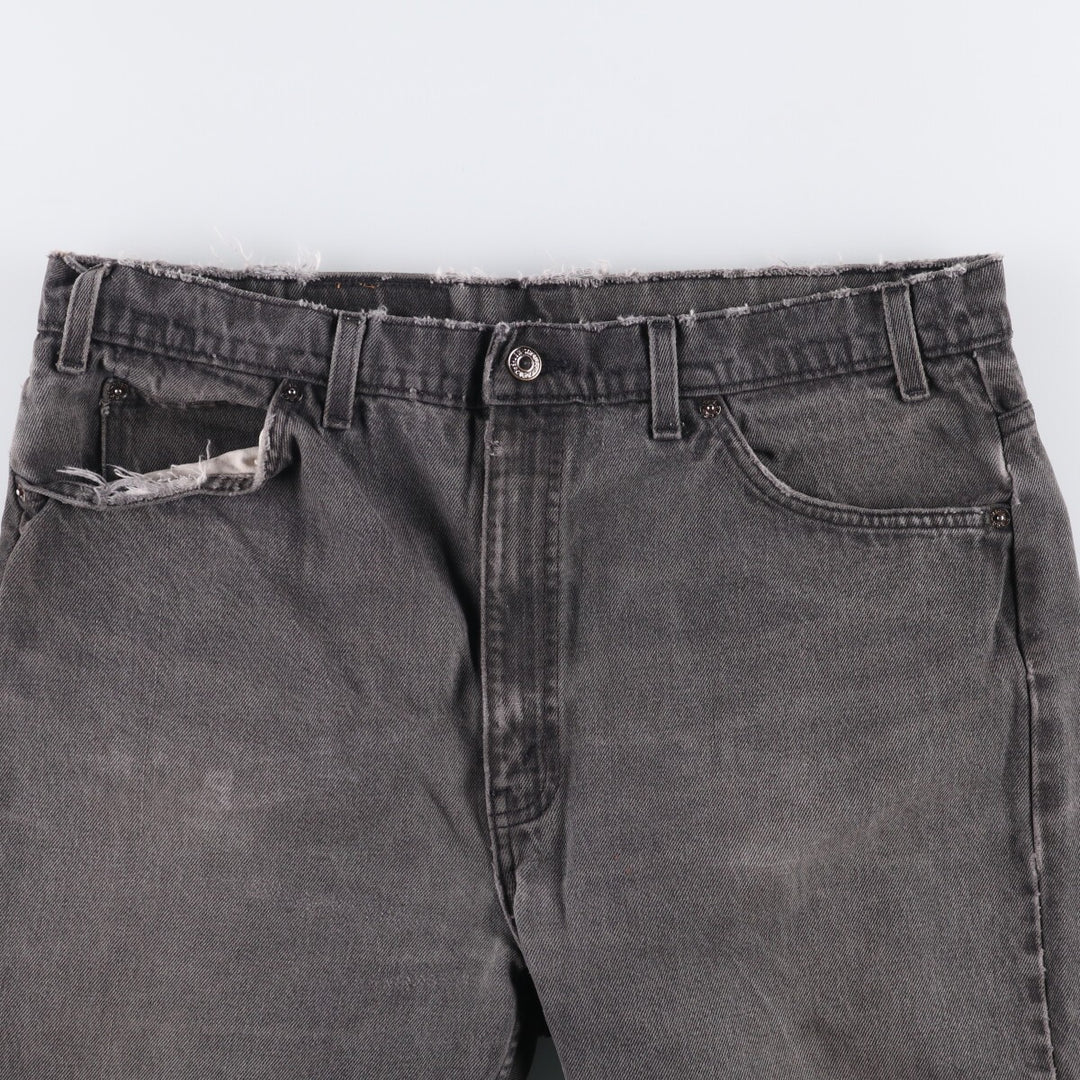 90'S Levi's 505 Regular Fit Straight Leg Tapered Denim Pants with Orange Tabs and Black Denim, Men's Size 37 cotton black type Vintage Second Hand