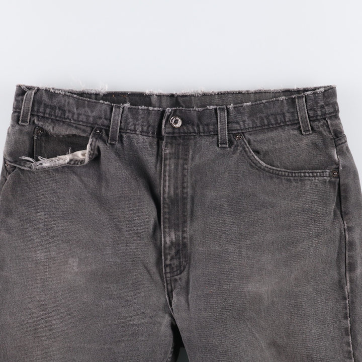 90'S Levi's 505 Regular Fit Straight Leg Tapered Denim Pants with Orange Tabs and Black Denim, Men's Size 37 cotton black type Vintage Second Hand