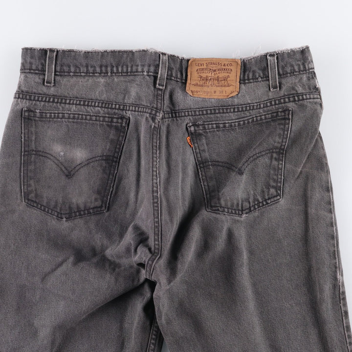90'S Levi's 505 Regular Fit Straight Leg Tapered Denim Pants with Orange Tabs and Black Denim, Men's Size 37 cotton black type Vintage Second Hand