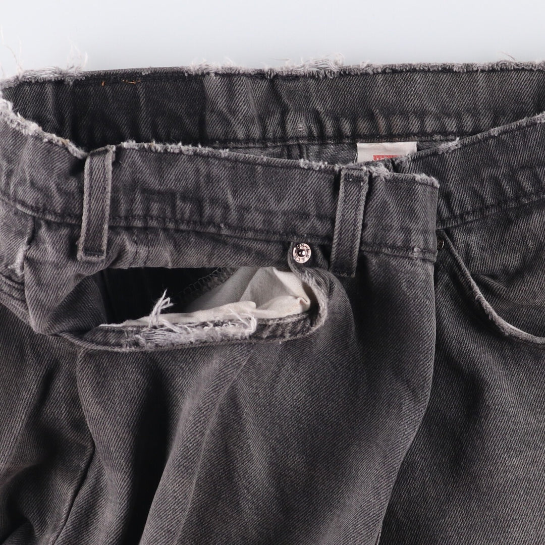 90'S Levi's 505 Regular Fit Straight Leg Tapered Denim Pants with Orange Tabs and Black Denim, Men's Size 37 cotton black type Vintage Second Hand