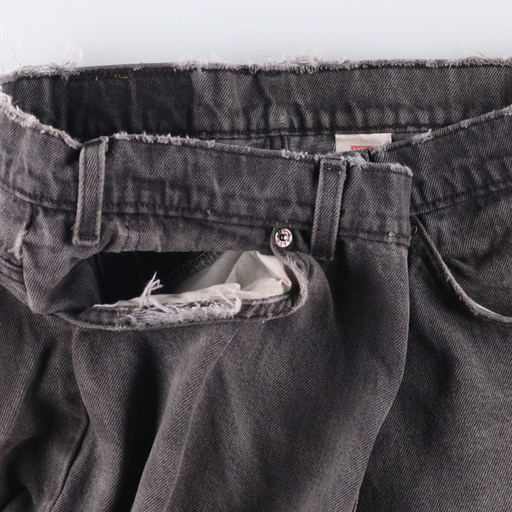90'S Levi's 505 Regular Fit Straight Leg Tapered Denim Pants with Orange Tabs and Black Denim, Men's Size 37 cotton black type Vintage Second Hand