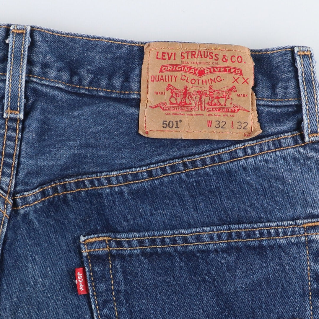 Levi's 501 straight denim pants for men, size W32 cotton blue type Vintage Second Hand