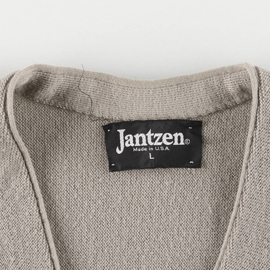 Vintage 90'S Jantzen knit cardigan, made in the USA, size L, men's unclear gray type Vintage Second Hand