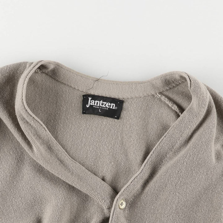 Vintage 90'S Jantzen knit cardigan, made in the USA, size L, men's unclear gray type Vintage Second Hand