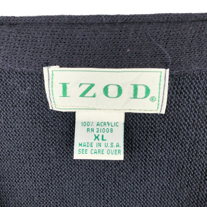 90'S IZOD acrylic knit cardigan, made in the USA, men's size XL, vintage acrylic navy blue type Vintage Second Hand