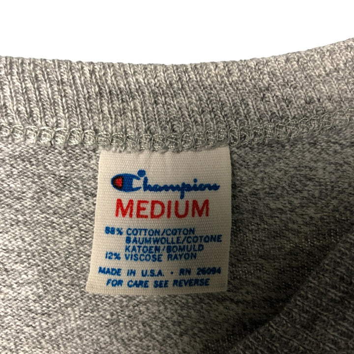Champion Trico Tag Print T-Shirt, Made in USA, Men's Size Medium, Vintage cotton gray type Vintage Second Hand
