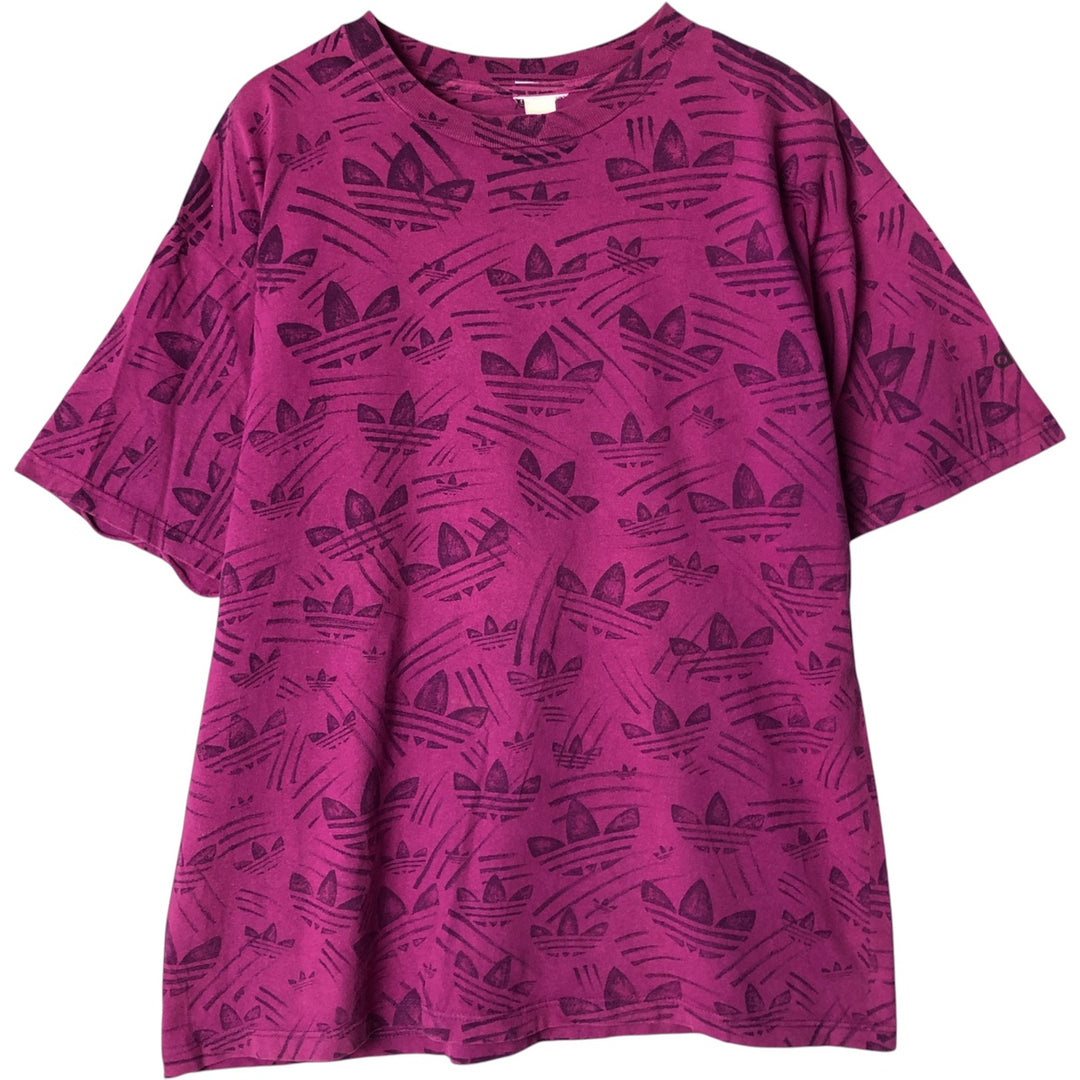 Adidas all-over logo print T-shirt, men's size XL unclear purple type Vintage Second Hand
