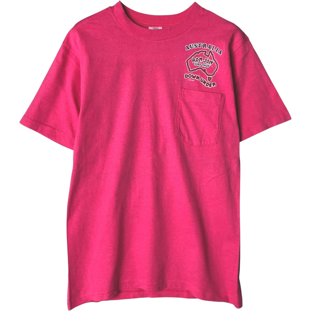 Ron Jon SURF T'S Back Print Surf Skate T-Shirt Made in USA Men's Size Medium cotton pink type Vintage Second Hand