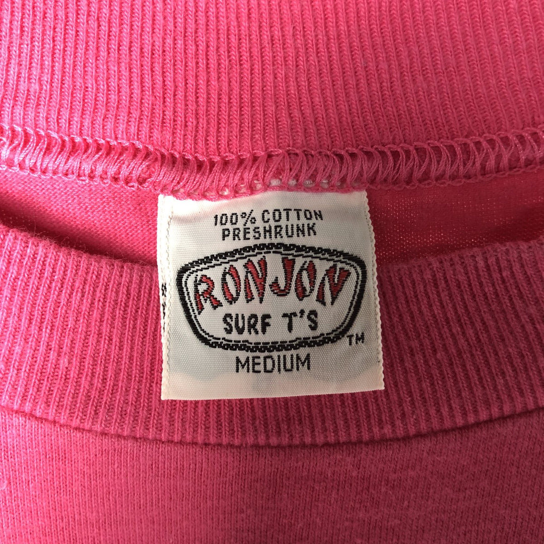 Ron Jon SURF T'S Back Print Surf Skate T-Shirt Made in USA Men's Size Medium cotton pink type Vintage Second Hand
