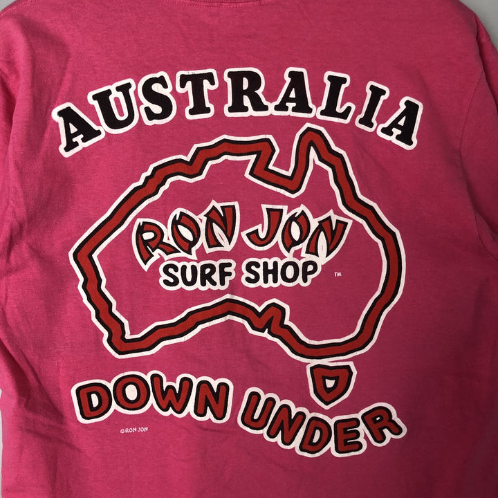 Ron Jon SURF T'S Back Print Surf Skate T-Shirt Made in USA Men's Size Medium cotton pink type Vintage Second Hand