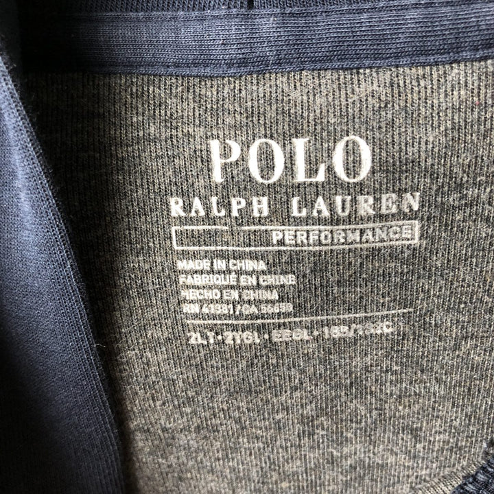 Ralph Lauren POLO RALPH LAUREN PERFORMANCE Two-Tone Pullover Hoodie, Men's XXL polyester navy blue type Vintage Second Hand