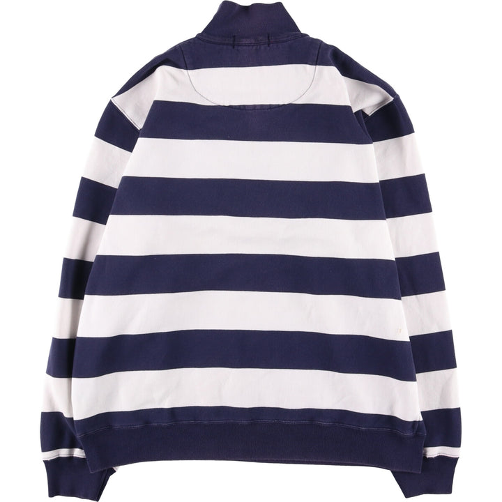 Ralph Lauren POLO by Ralph Lauren Striped Pattern Half-Zip Sweatshirt, Men's Size L cotton white type Vintage Second Hand