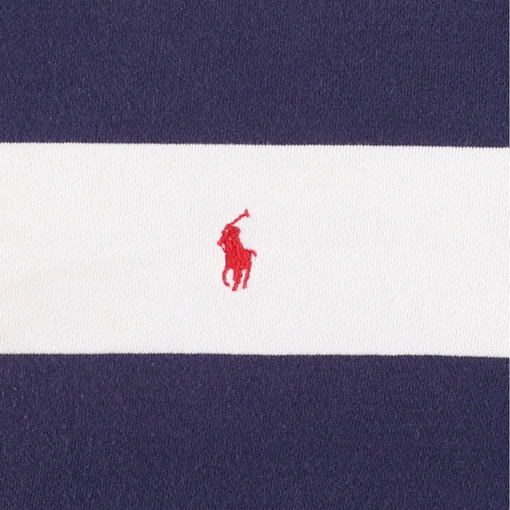 Ralph Lauren POLO by Ralph Lauren Striped Pattern Half-Zip Sweatshirt, Men's Size L cotton white type Vintage Second Hand
