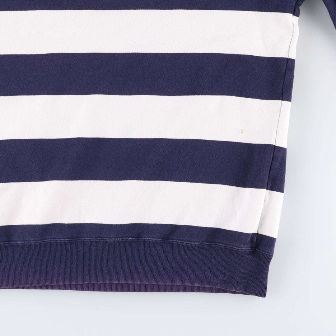 Ralph Lauren POLO by Ralph Lauren Striped Pattern Half-Zip Sweatshirt, Men's Size L cotton white type Vintage Second Hand