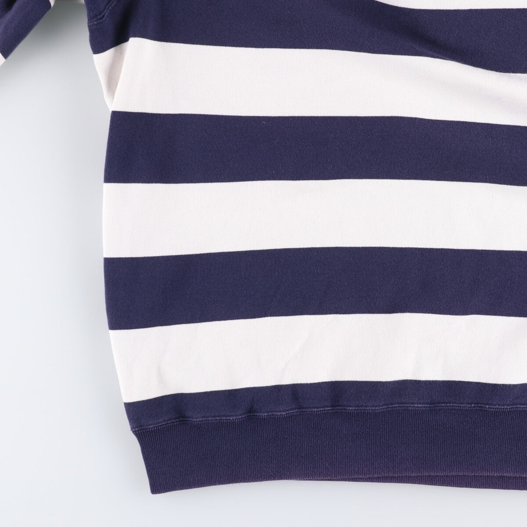 Ralph Lauren POLO by Ralph Lauren Striped Pattern Half-Zip Sweatshirt, Men's Size L cotton white type Vintage Second Hand