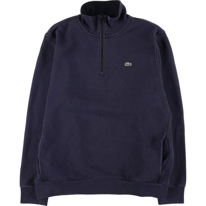 Lacoste Half-Zip Sweatshirt, Men's Size L cotton navy blue type Vintage Second Hand